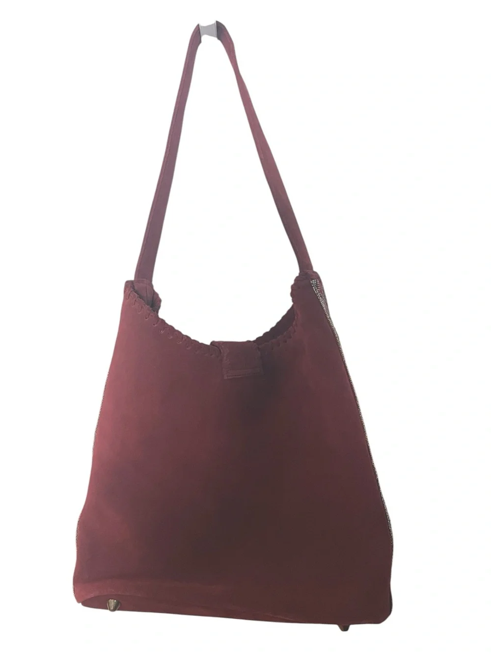 Sundance Leather Hobo Bag Suede Side Beaded Handbag Purse Southwest Boho Western